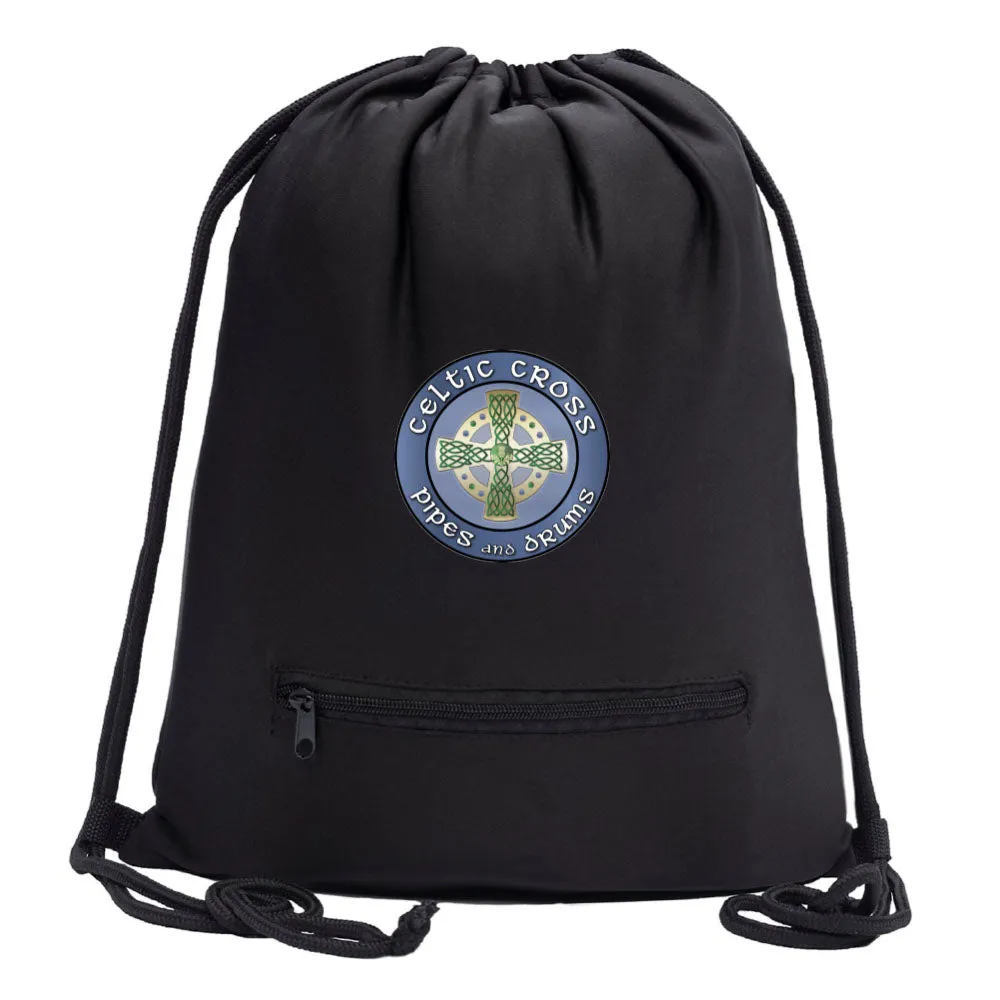 Celtic Cross Fan Melange Drawstring Gym Bag With Zipper Pocket