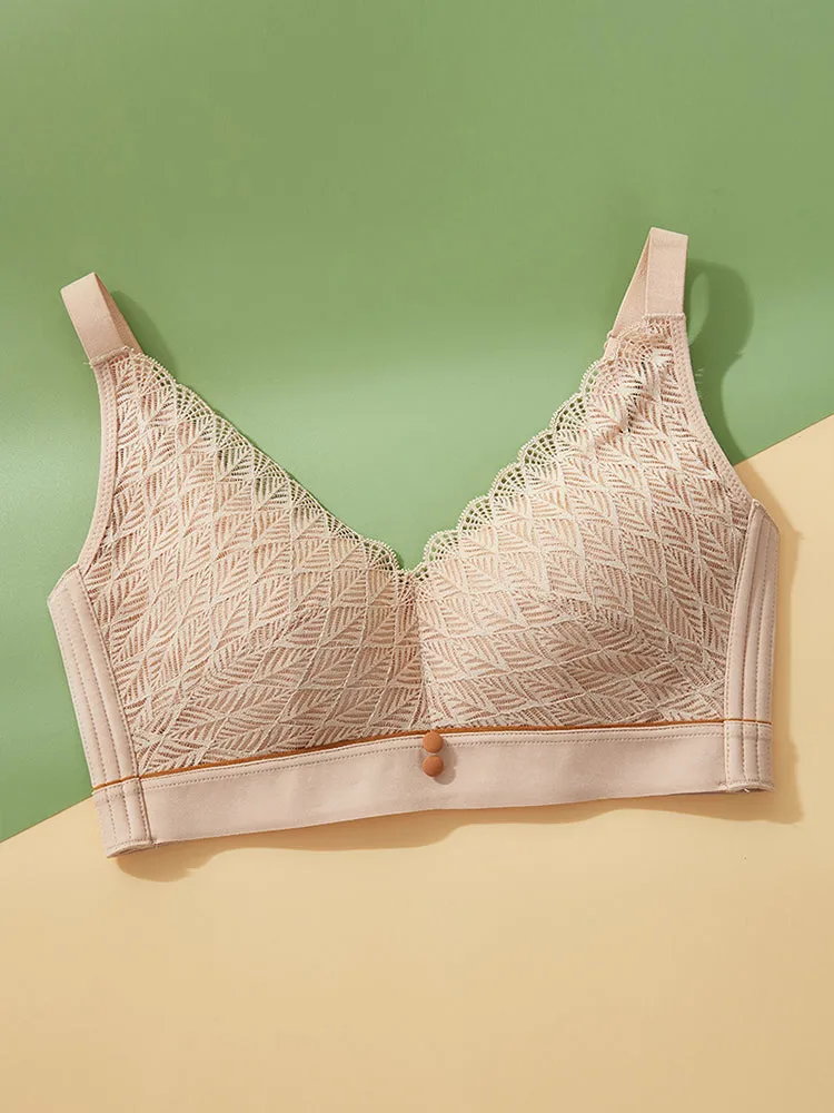 Elegant Lace Deep-V Push Up Everyday Wireless Bra