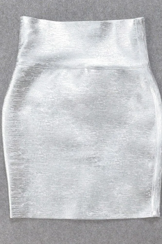 Jess Bandage Top and Mini Skirt Set - Silver